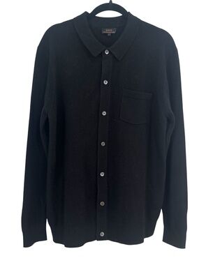 Quince 100% Mongolian Cashmere Long Sleeve Button Down Sweater Black Sz L NWOT